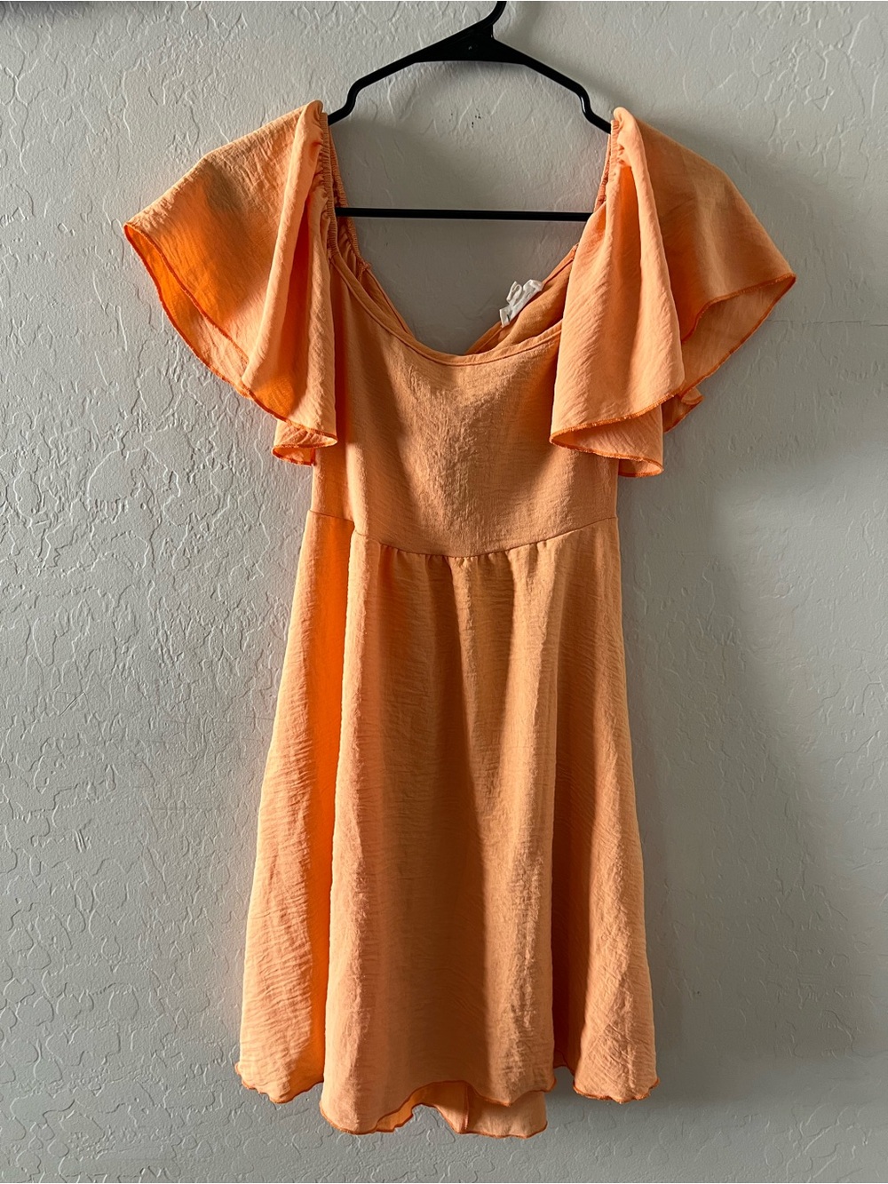 See You Monday Peach Flutter-Sleeve Dress